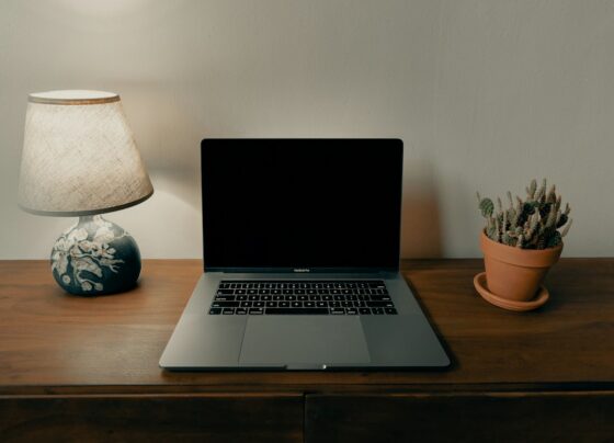 Computer workspace in a home office