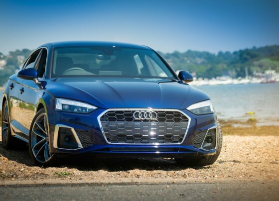 Blue Audi sedan parked outdoors