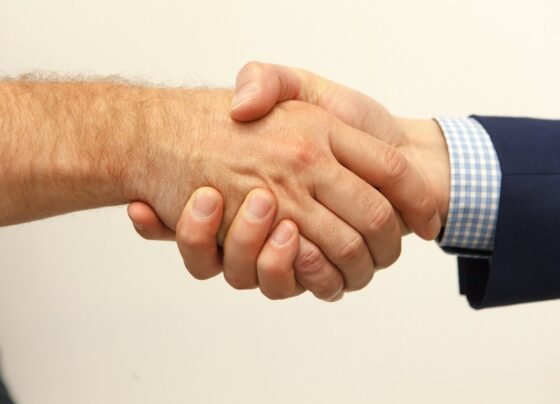 Close-up of a business handshake