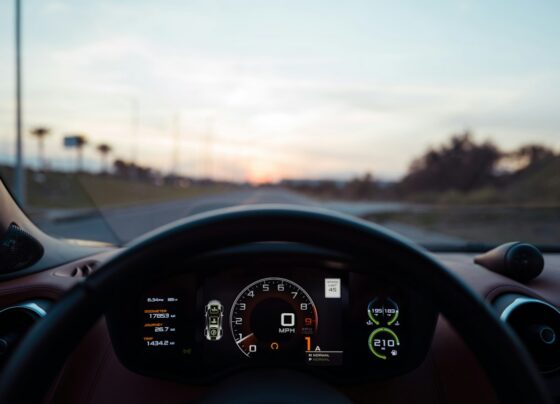 View of an illuminated digital dashboard