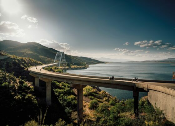 Coastal road winding beside the sea
