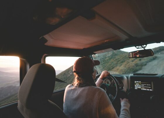 Driver seated at the wheel of a car